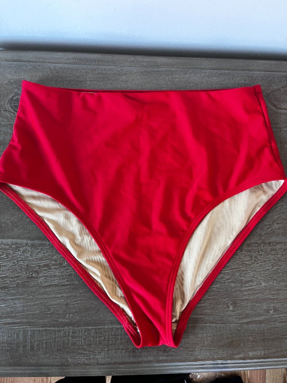 Women's high-waisted red bikini bottoms